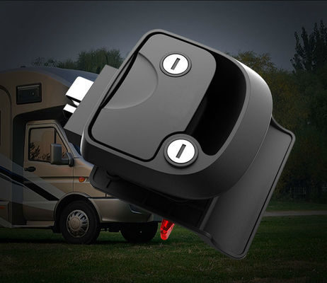 Caravan RV Door Lock Latch Garage Black Plastic With Brass Key
