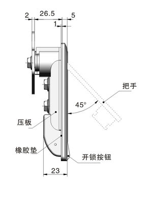 Flat Electrical Cabinet Door Lock Powder Coated OEM For ToolBox