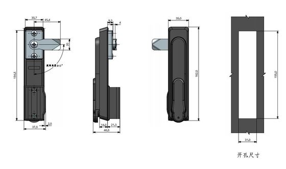 Handle Plane Cabinet Latch Lock Plastic Black 3 Point Panel Board Door Lock