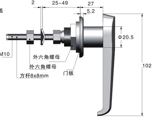Waterproof Garage Door Handle Lock Zinc Alloy Industrial ZDC Material