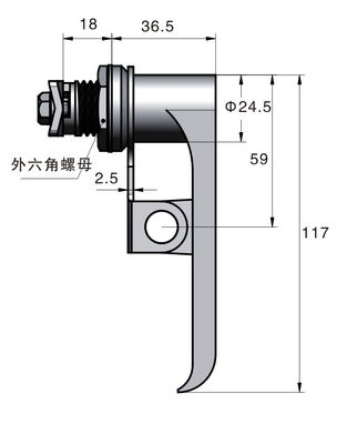 Hardware Room L Handle Shed Lock Zinc Alloy Latch With Cam Cabinet Door