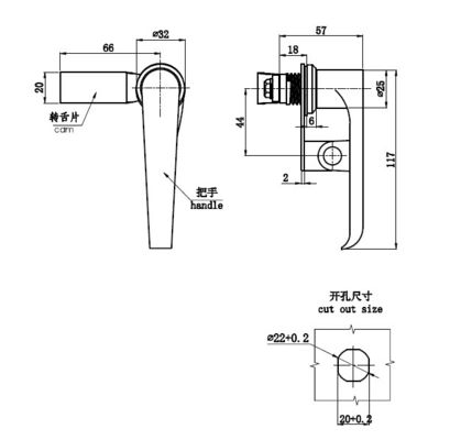 Zinc Alloy Garage Door Handle Lock L Swing Handle Latch With Cam
